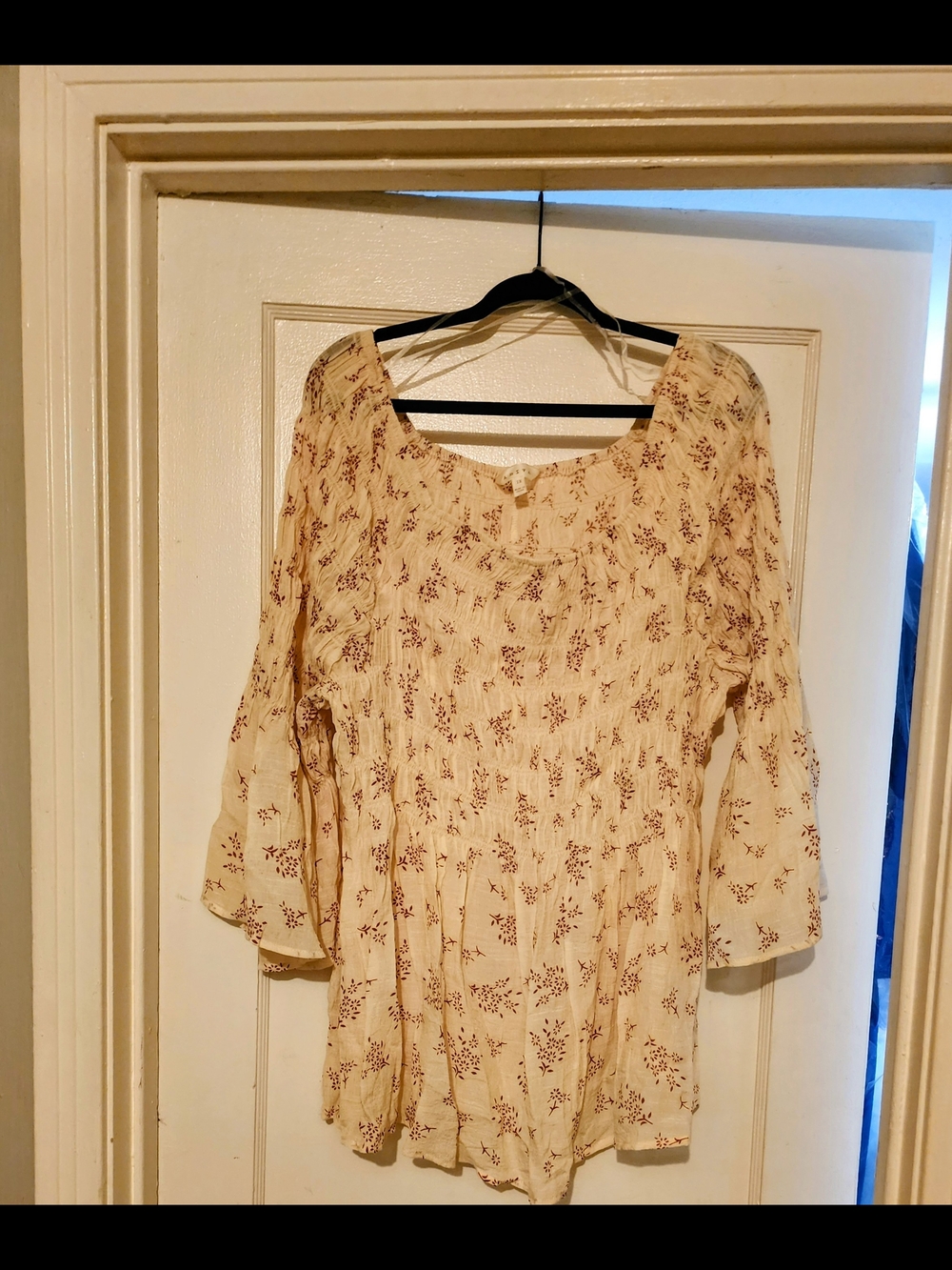 Adiva Cream Long-Sleeve Floral Tunic Dress
